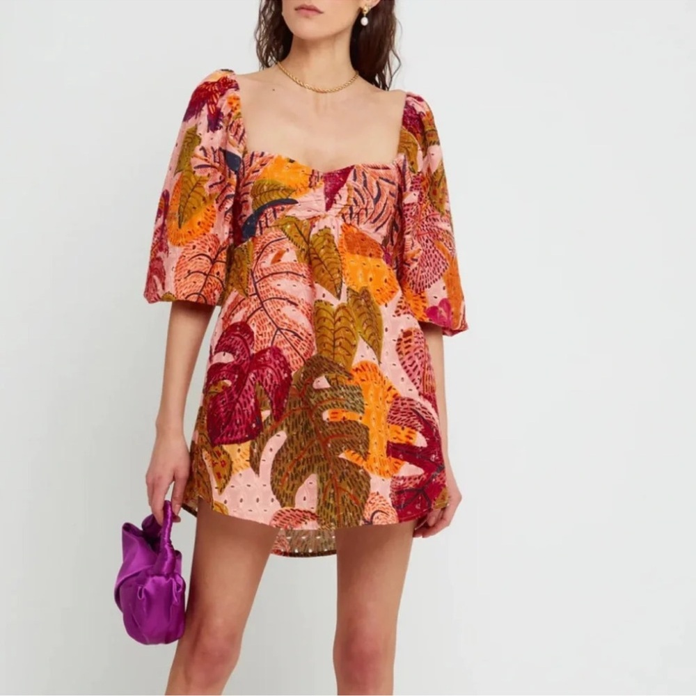 NWOT Kourt Robbie Dress Multi Palm Print M